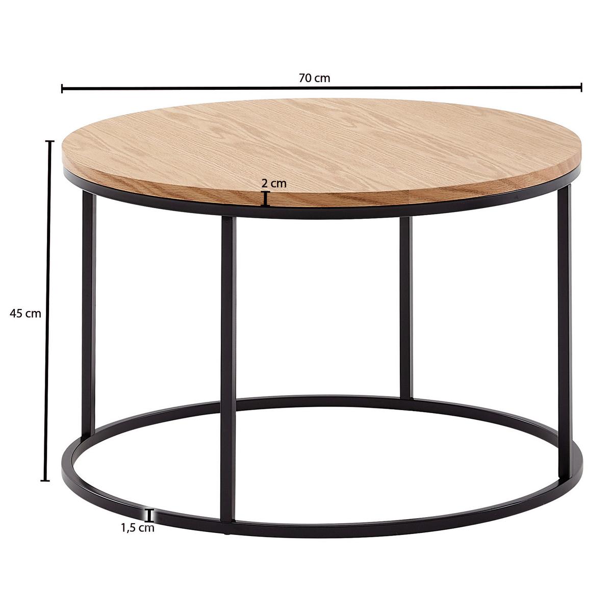 Konferenčný stolík š: 70cm - hnedá/čierna, Modern, kov/kompozitné drevo (70/70/45cm) - MID.YOU