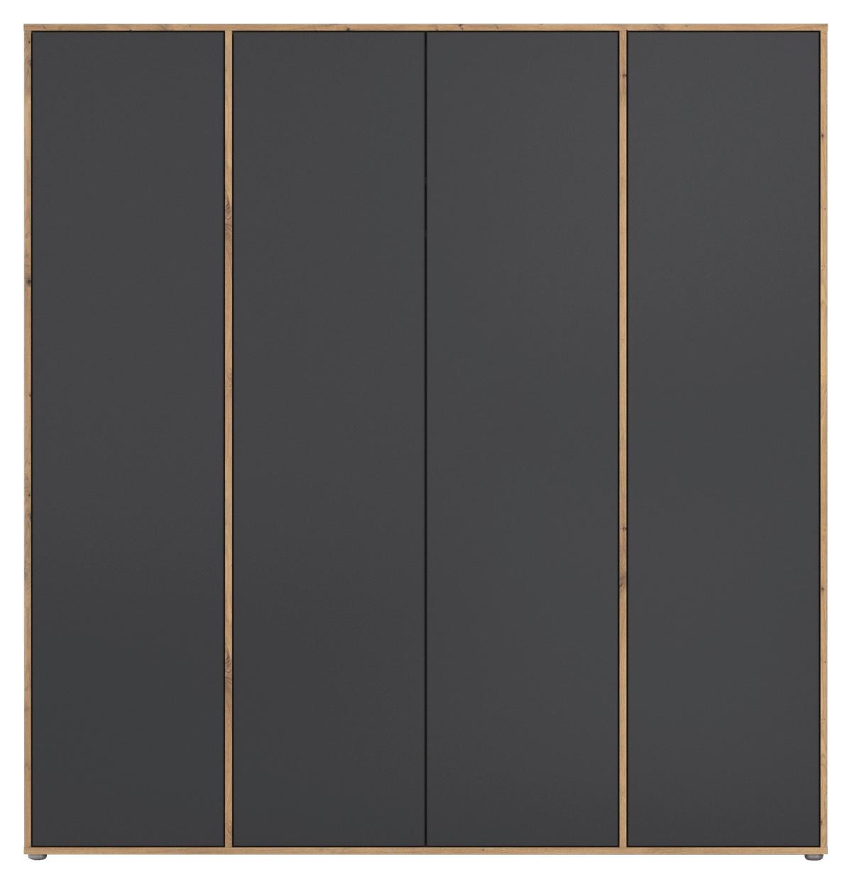 Drehtürenschrank Nabila Grau Eiche Artisan Dek. - Eiche Artisan/Grau, MODERN, Holzwerkstoff (187/194/53cm) - Rauch Möbel
