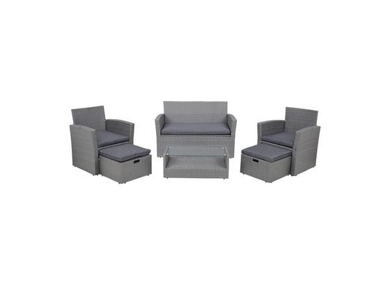 Loungegarnitur 6-Tlg Bardolino II In Rattan-Optik mit Kissen - Grau, MODERN, Glas/Kunststoff (131/86/71cm) - Luca Bessoni Loungegarnitur 6-Tlg Bardolino II In Rattan-Optik mit Kissen - Grau, MODERN, Glas/Kunststoff (131/86/71cm) - Luca Bessoni