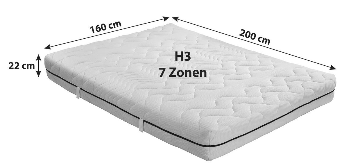 Komfortschaummatratze Ergo Duo 160x200cm Fest - Weiß, Textil (160/200cm) - Primatex