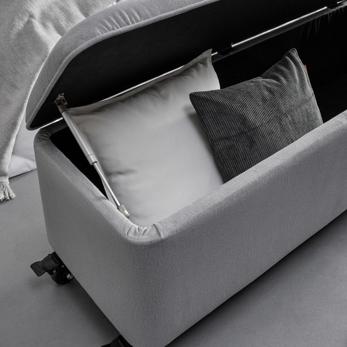 Sedací lavice s úl.prostorem ELLA sv. šědá - černá/světle šedá, Moderní, dřevo/textil (124/48/43cm) - Bessagi Home