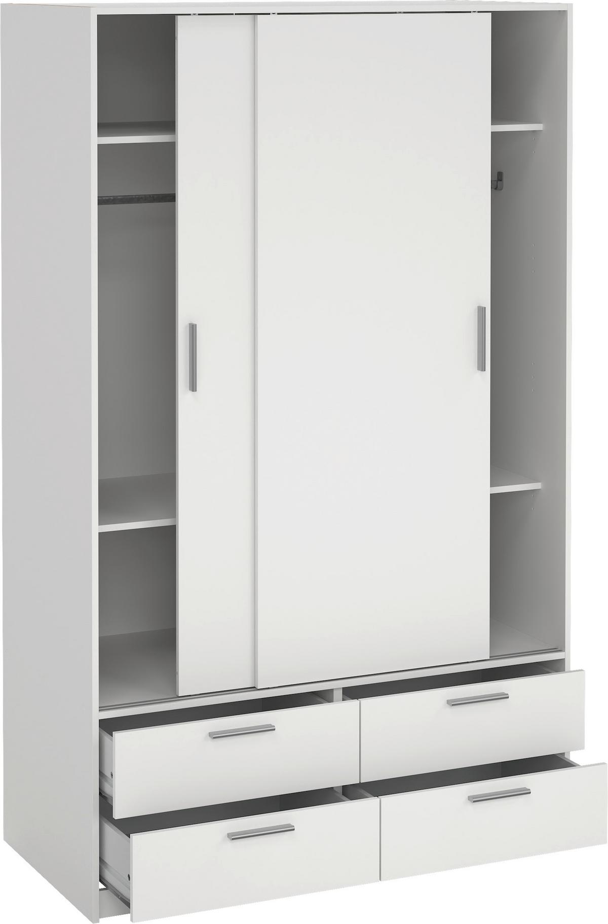 Schiebetürenschrank Line Weiß, B: 121,2 cm - Weiß, MODERN, Holzwerkstoff (121,2/200/60,3cm) - MID.YOU