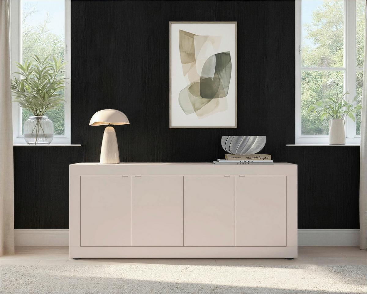 Sideboard Basic Kaschmir B: 207 Cm - Kaschmir/Schwarz, Design, Holzwerkstoff (207/86/43cm) - MID.YOU