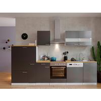 Küchenzeile ohne Geräte B: 310 cm Weiß/Grau/Nussbaum Dekor - Nussbaumfarben/Weiß, Basics, Holzwerkstoff (310cm) - Respekta