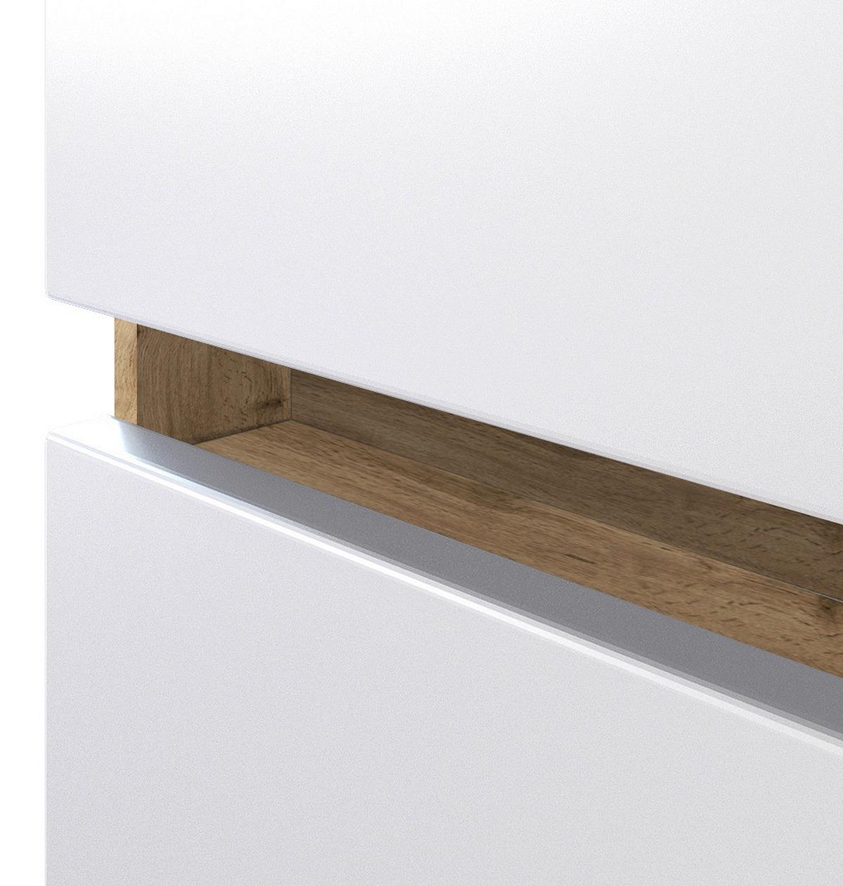 Hochschrank Kopenhagen B: 40 cm Weiß/Eiche Dekor - Eichefarben/Silberfarben, KONVENTIONELL, Holzwerkstoff (40/180/35cm) - Held