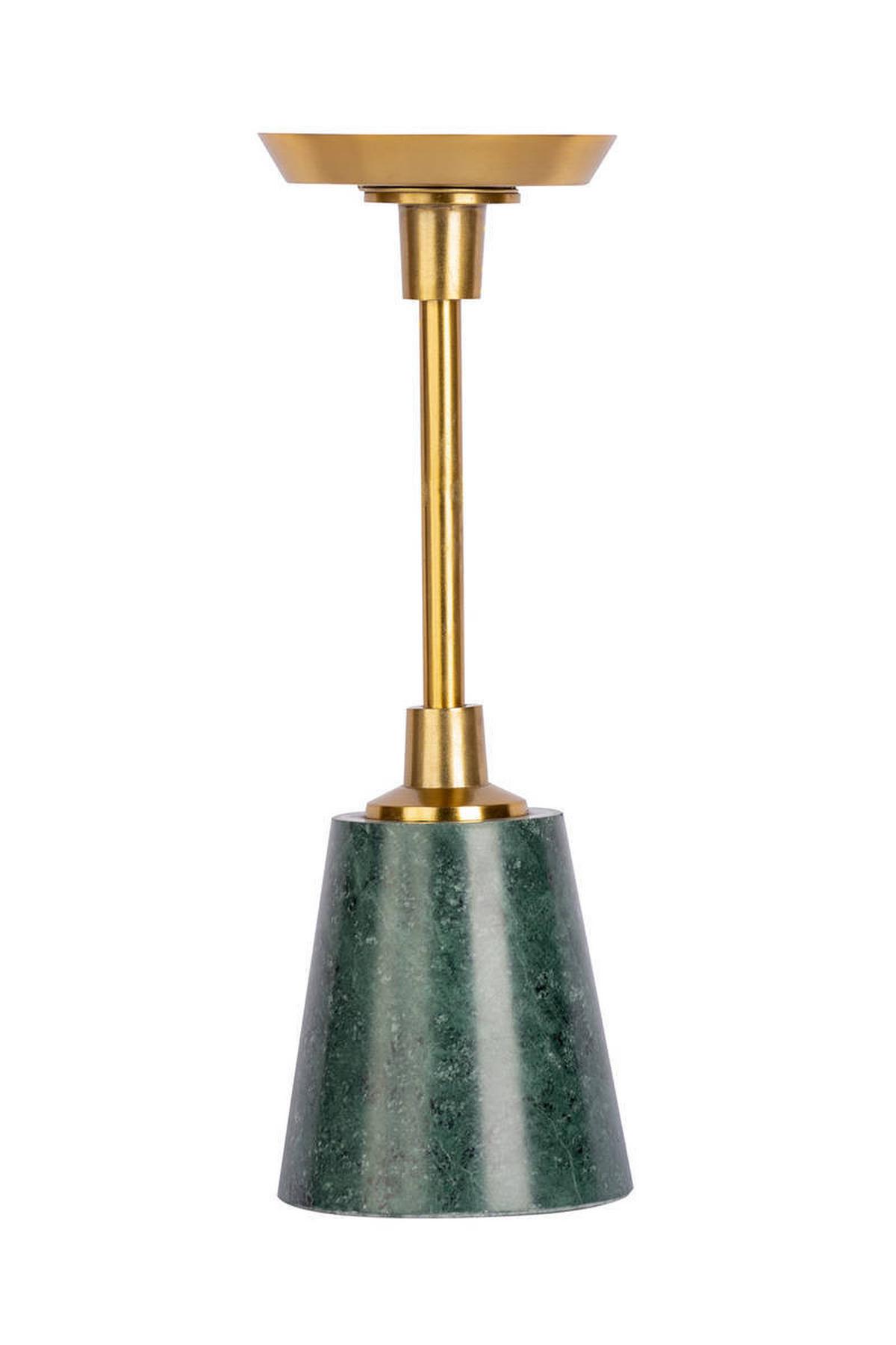 Kerzenständer Fayya Grün/ Goldfarben DxH 10x30 cm - Goldfarben/Grün, Trend, Stein/Metall (10/30/10cm) - Kayoom