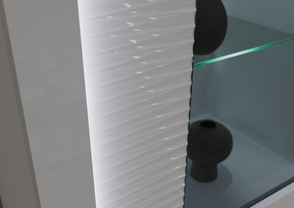 Wohnwand Skylight Weiß Hochglanz, 351cm - Weiß Hochglanz/Silberfarben, Design, Holzwerkstoff (351/202/46cm) - MID.YOU