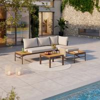 LOUNGEGARNITUR ROSTOCK - Beige/Akaziefarben, MODERN, Holz/Textil (213/156cm) - Beldano