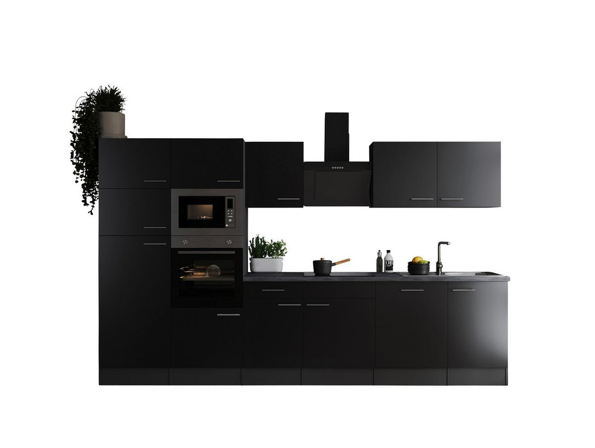 Küchenblock Oliver Grau, Schwarz B: 340 cm - Schwarz/Grau, Design, Holzwerkstoff (340cm) - Respekta