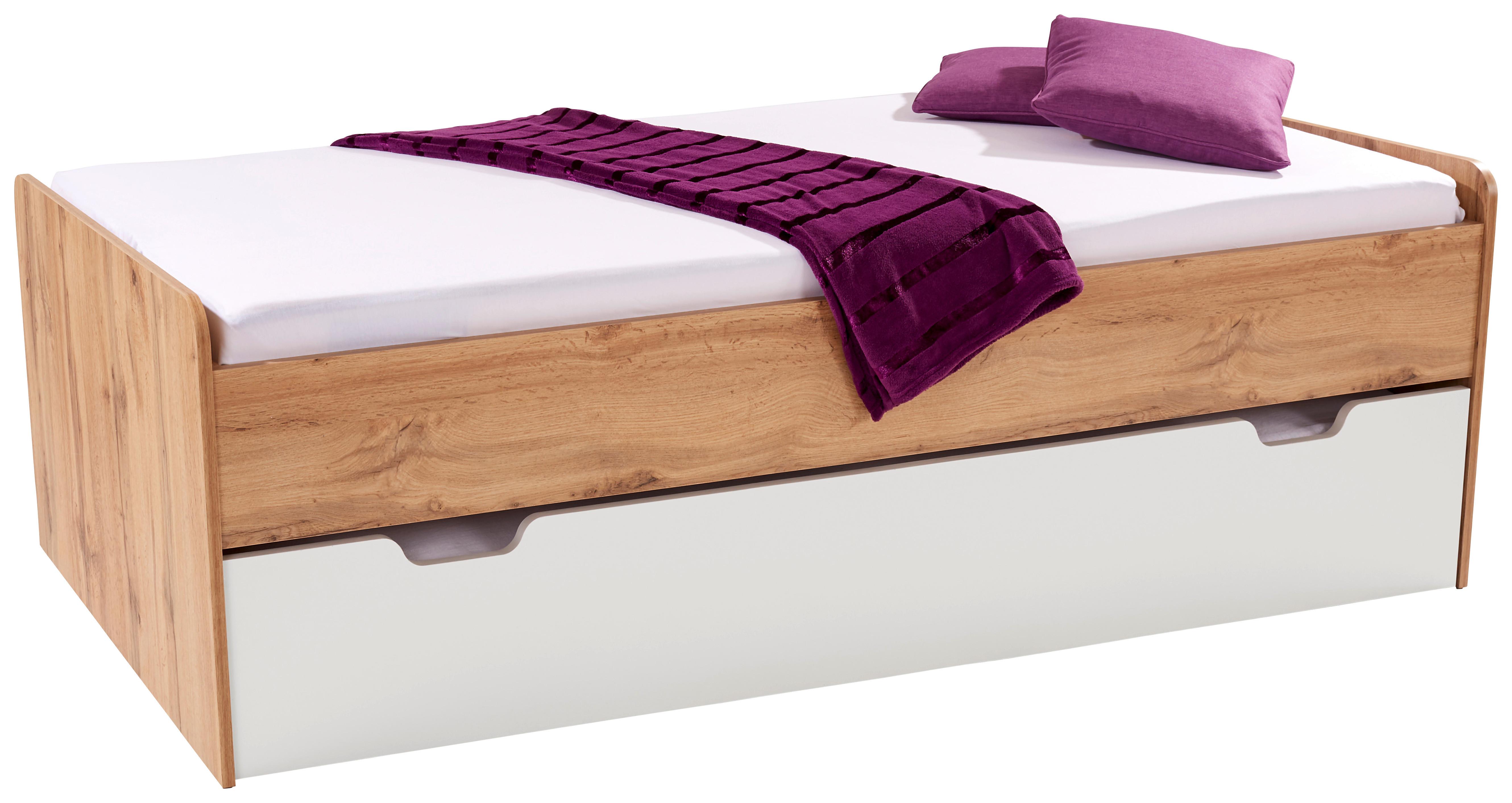 Výsuvná posteľ MAXI 2 90x200 dub Wotan/biela - farby duba/biela, Konvenčný, kompozitné drevo (90/200cm) - Based