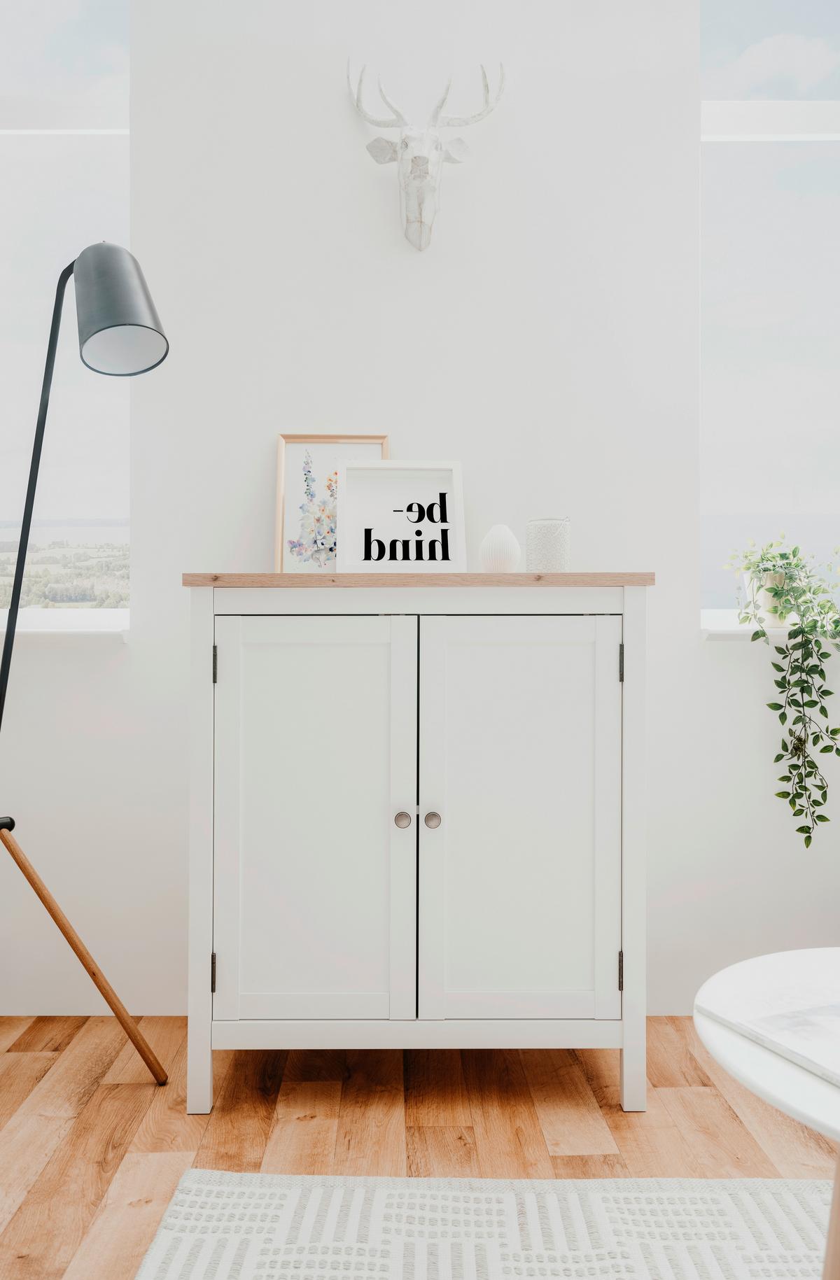 Kommode B 80 cm Bergen 1, Weiß/Eiche Dekor - Eichefarben, KONVENTIONELL, Holzwerkstoff (80/90/40cm) - MID.YOU