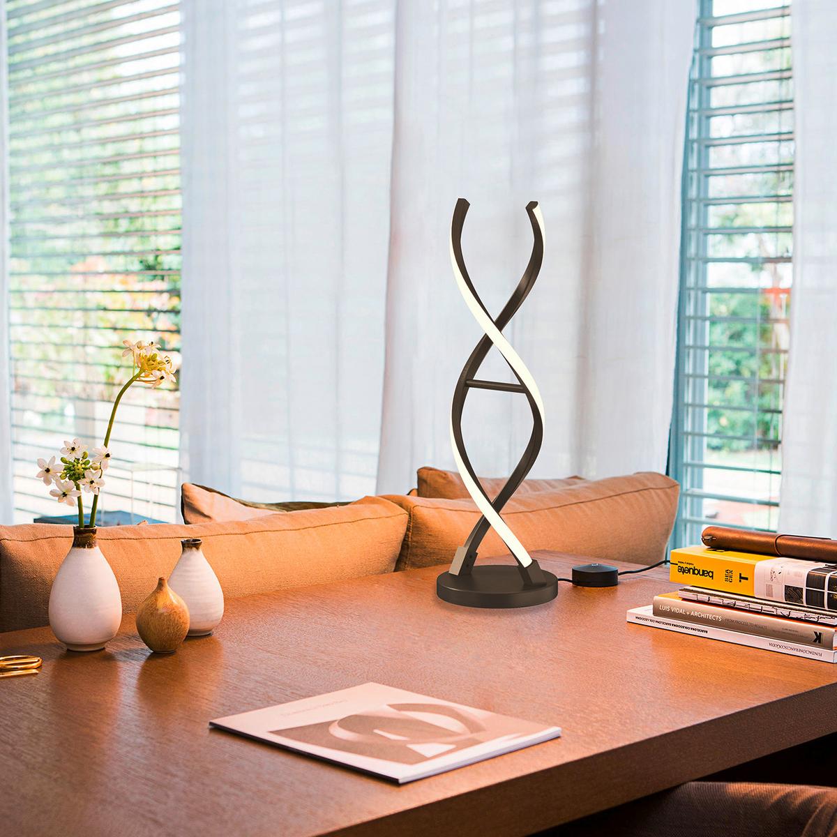 LED-Tischleuchte Dna Titanfarben L: 15 cm - Titanfarben/Schwarz, Design, Kunststoff/Metall (15/15/48.5cm)