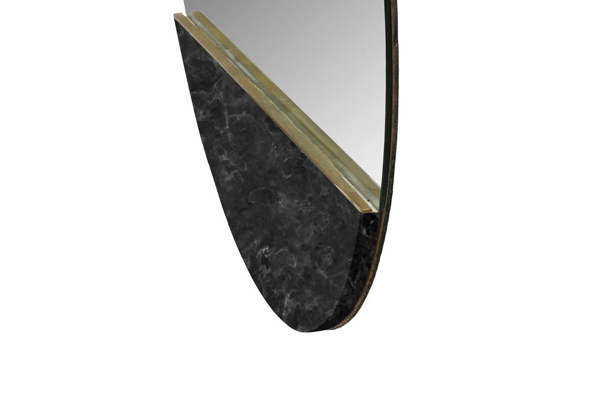 Wandspiegel Duke 125 Schwarz - Schwarz, Basics, Glas/Stein (3/70/70cm) - Kayoom