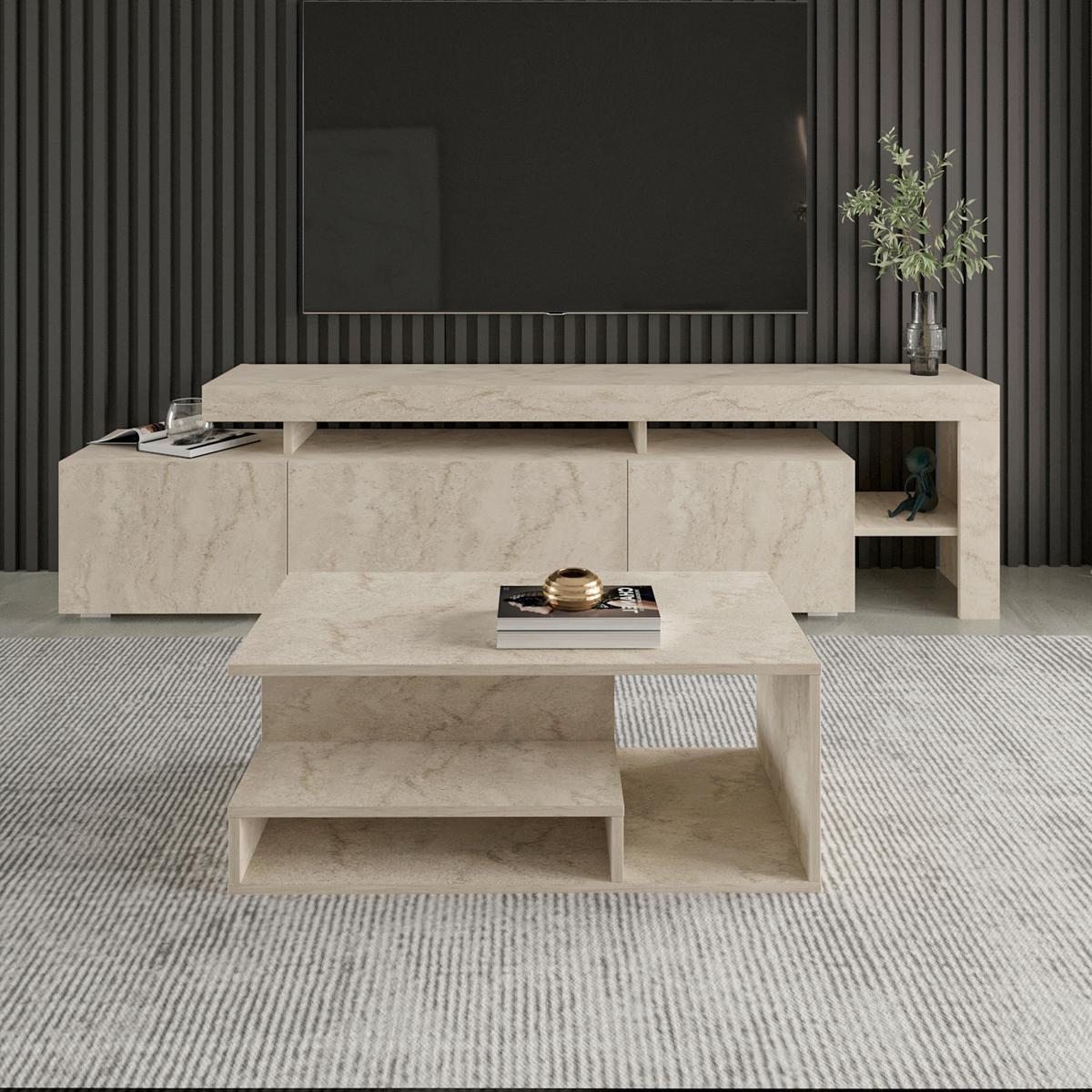 Couchtisch Vera Beige B: 90 Cm - Beige, Design, Holzwerkstoff (90/45/35cm) - Livetastic