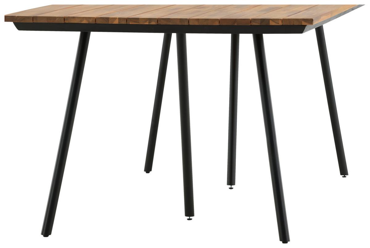 Gartentisch Chan - Schwarz/Teakfarben, KONVENTIONELL, Holz/Metall (200/100/74cm) - Gardenson