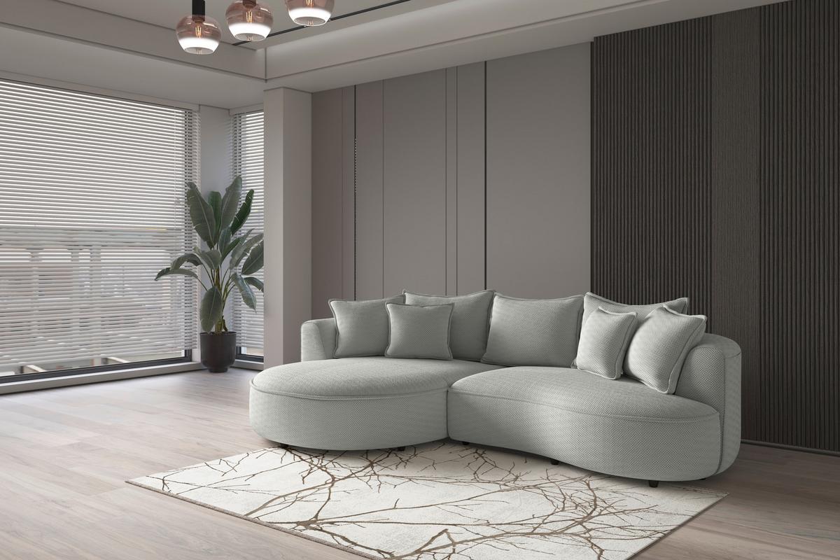 Rohová sedačka LEVI, ľavá, jadeitovozelená, so 7 vankúšmi - čierna/jadeitovozelená, Modern, textil/plast (168/287cm)