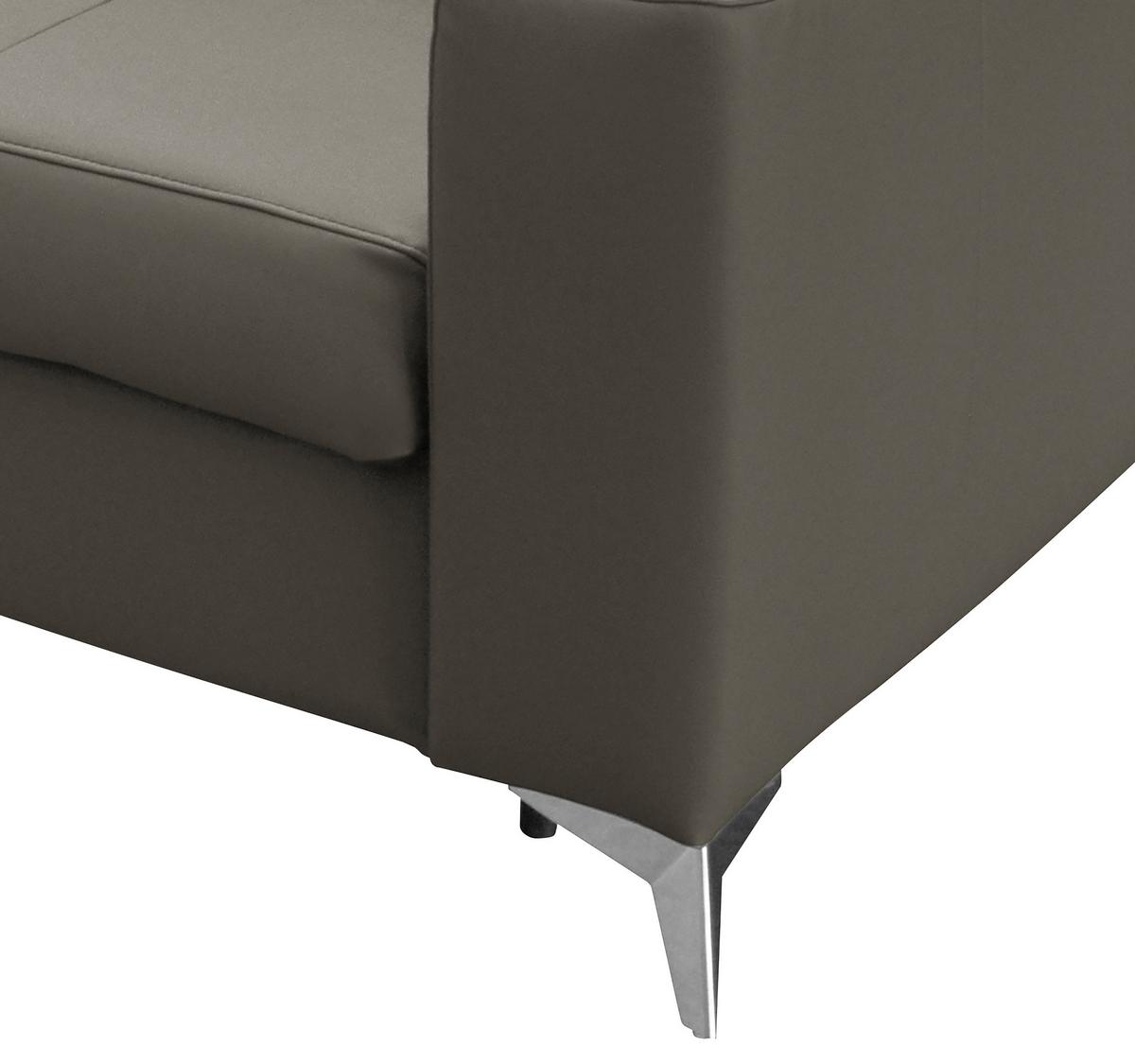 Schlafsofa Mondo, Schlammfarben B: 206 cm - Schlammfarben/Silberfarben, Design, Leder/Textil (206/95/101cm) - Livetastic