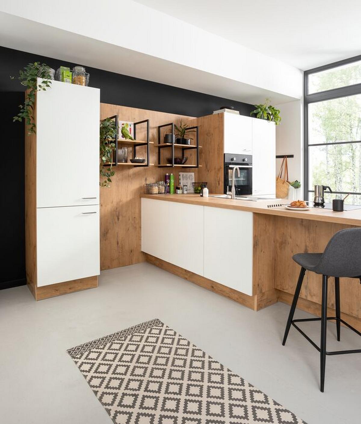 Einbauküche Ip1200 Frei Planbar Modernes Design - Eichefarben/Weiß, MODERN, Holzwerkstoff - Impuls