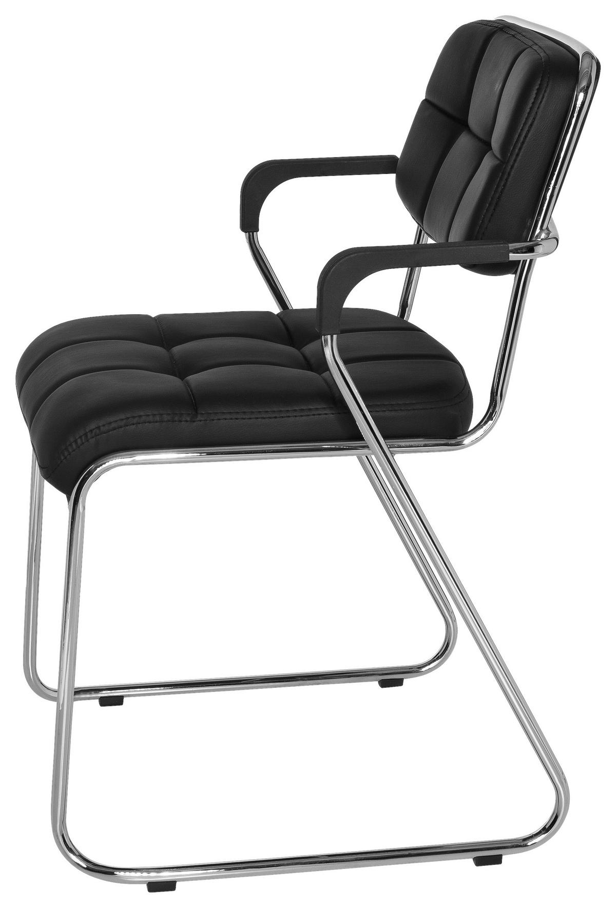 Besucherstuhl Zanta Schwarz Bis 110 Kg - Chromfarben/Schwarz, Basics, Kunststoff/Textil (49/79/44cm) - MID.YOU