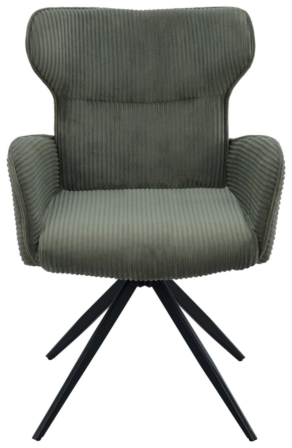 Armlehnstuhl Matilde Grün/Schwarz B: 57 cm - Schwarz/Grün, MODERN, Textil/Metall (57/86/64cm) - Livetastic