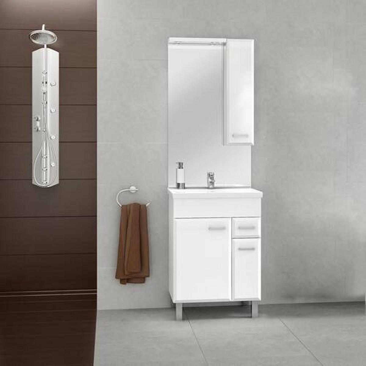 Fürdőszoba Milan - fehér, Konventionell, faalapú anyag (59/186/45cm)