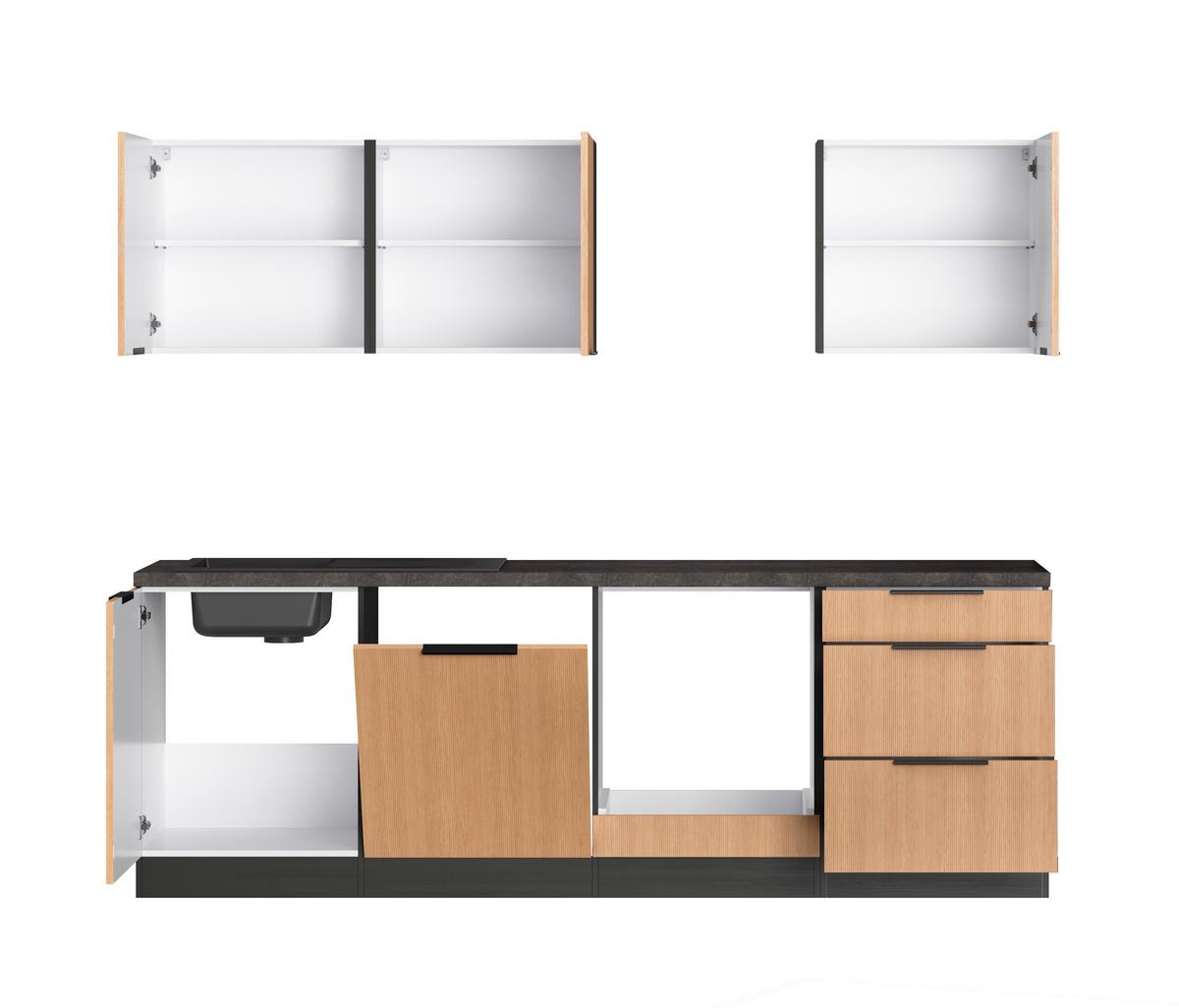 Küchenleerblock Glasgow Eichefarben /graphit B: 240 Cm - Eichefarben/Graphitfarben, LIFESTYLE, Holzwerkstoff (240cm) - Held