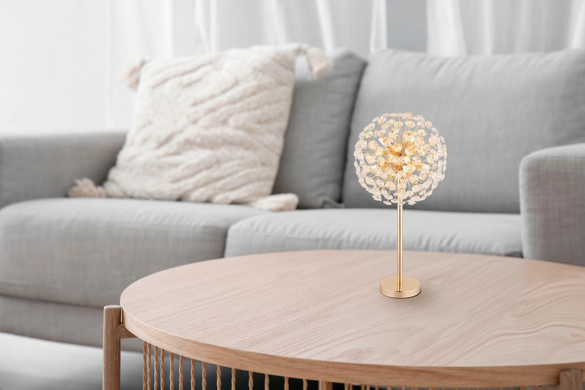 Kristály Asztali Lámpa 64135t   Katrina - aranyszínű/áttetsző, Lifestyle, műanyag/üveg (35/65cm) - Globo