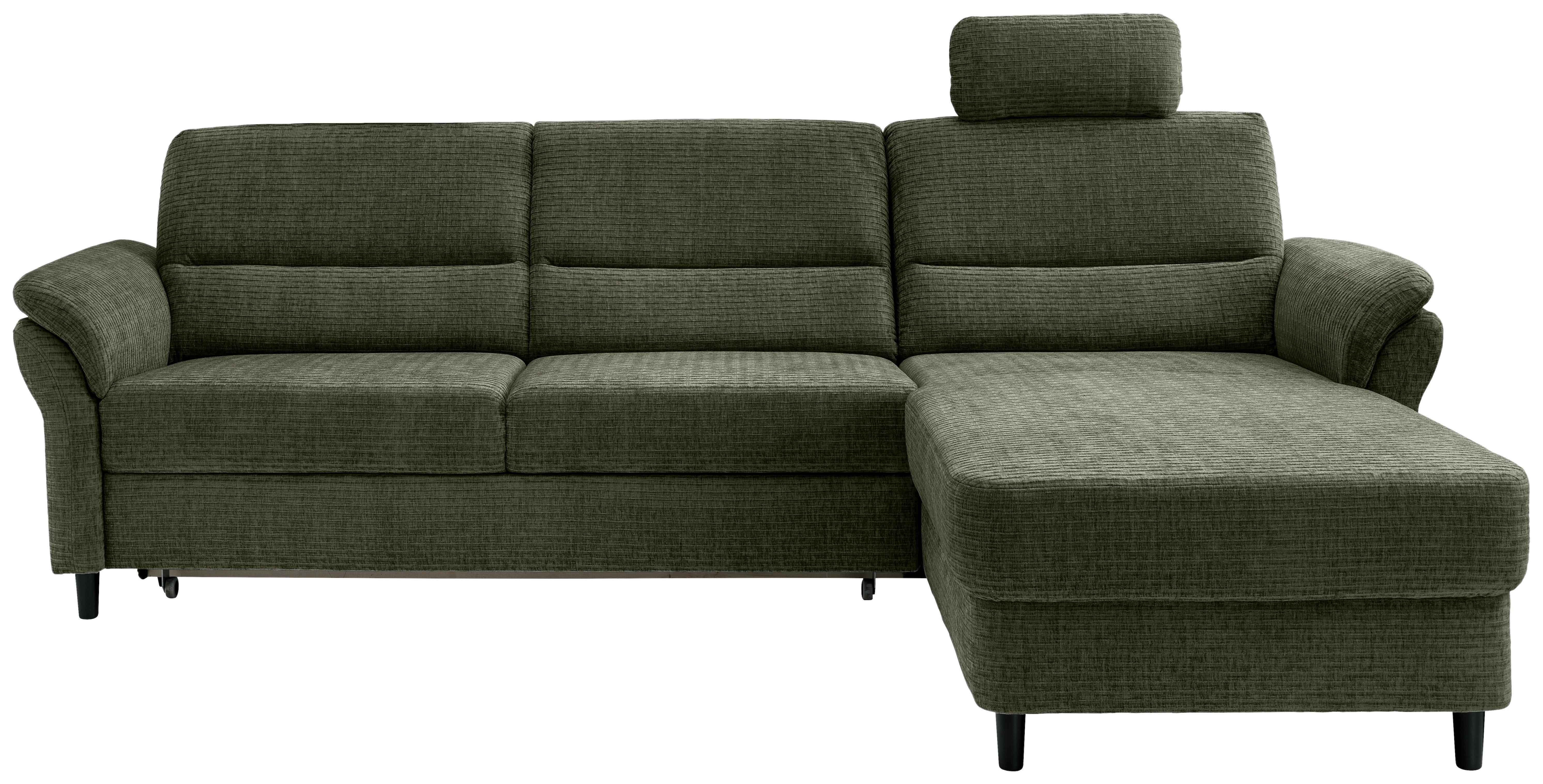 Ecksofa Cavoli, Olivgrün S: 279x176 cm - Schwarz/Olivgrün, MODERN, Textil (279/176cm) - Livetastic