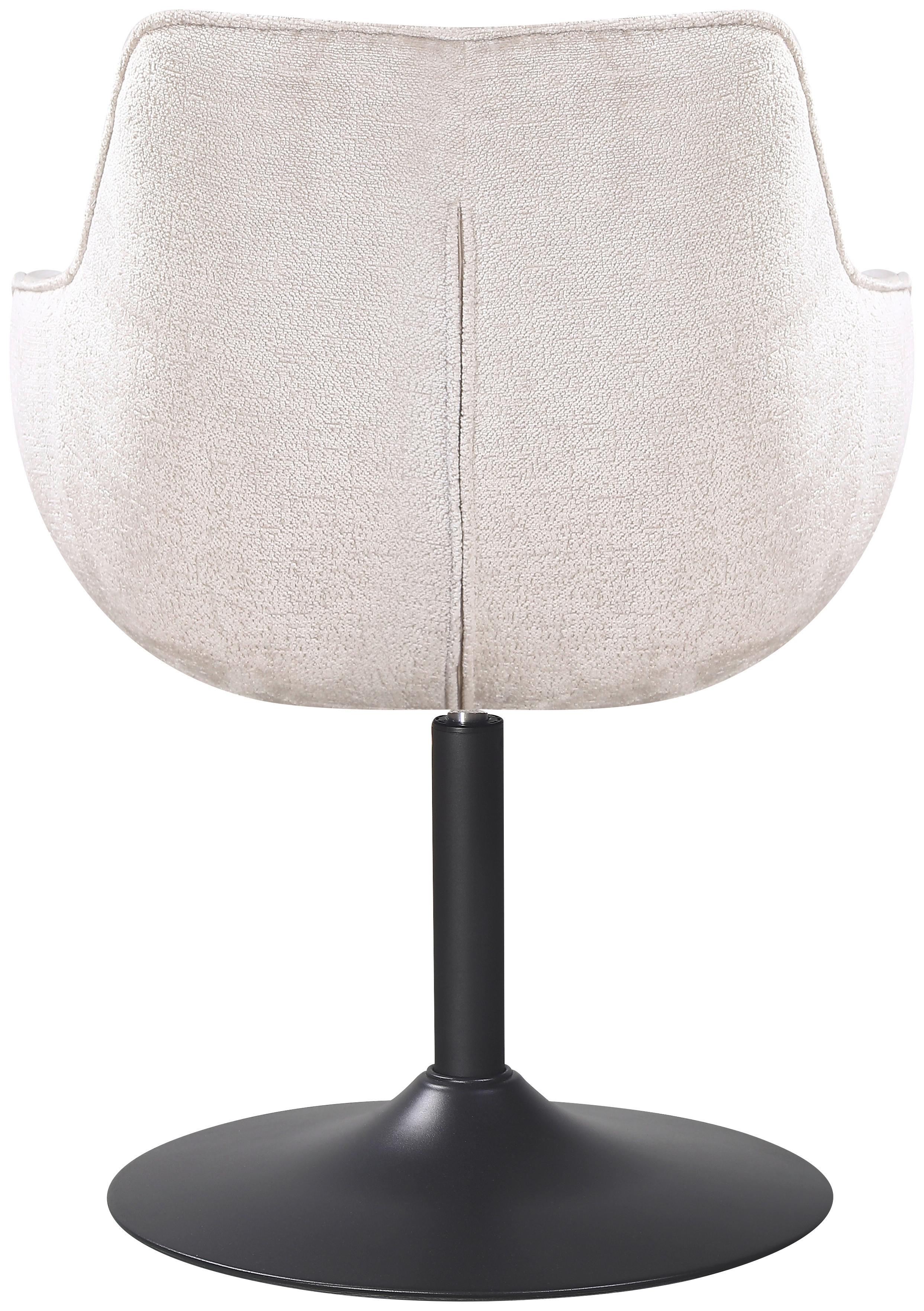 Armlehnstuhl Kaleo Chenille Beige, B: 63 cm - Beige/Schwarz, KONVENTIONELL, Textil/Metall (63/87/64cm) - MID.YOU