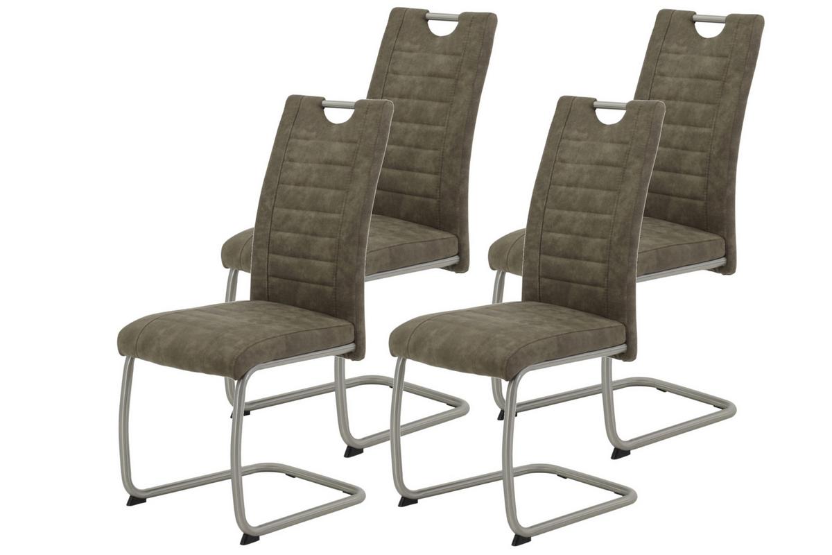 Schwingstuhl-Set Ulla S Schlammfarben - Schlammfarben/Edelstahlfarben, MODERN, Textil/Metall (43/98/59cm) - MID.YOU