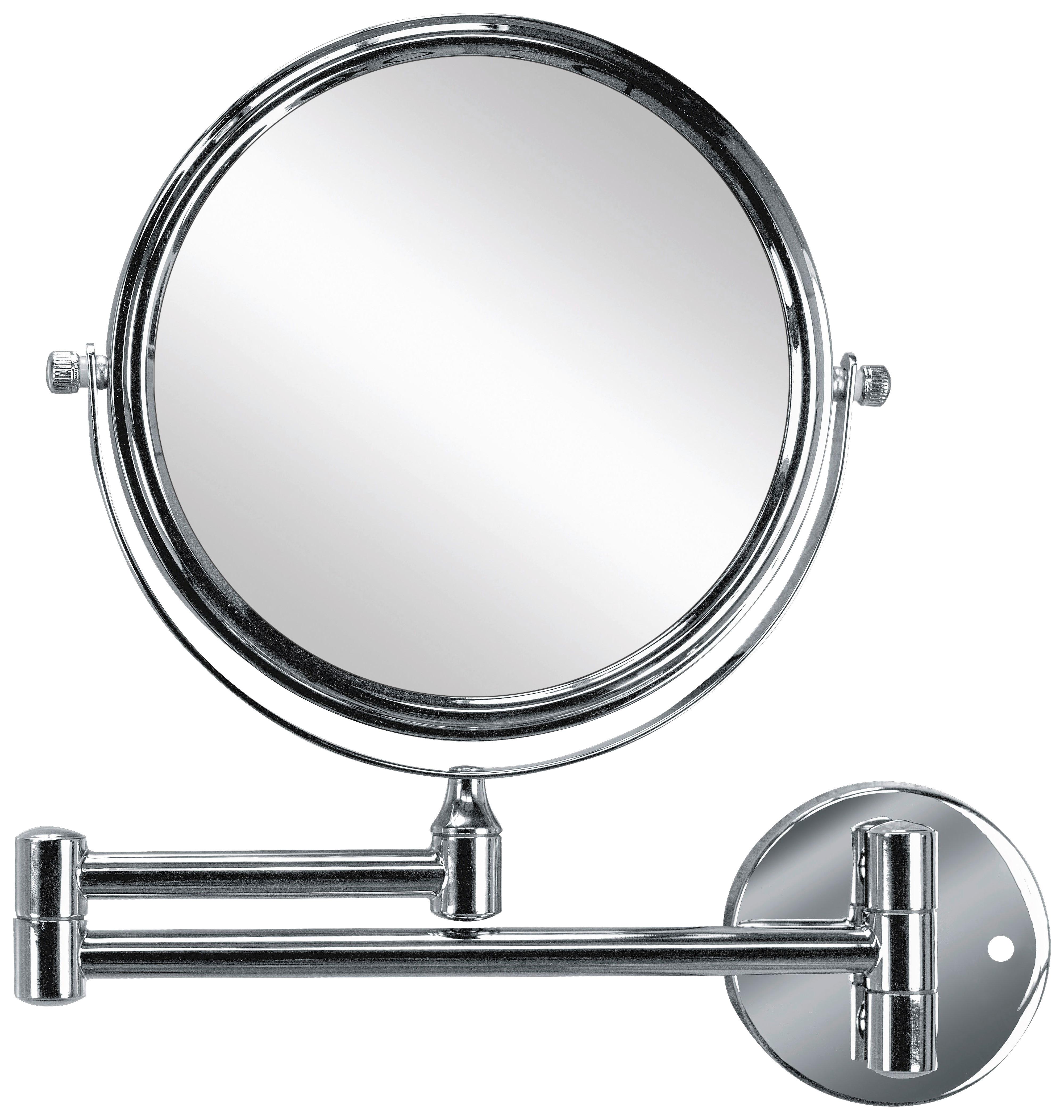 Kosmetikspiegel Drehbar 3-fach Vergrößerug - Silberfarben, KONVENTIONELL, Glas/Metall (24,6/26cm) - Kleine Wolke