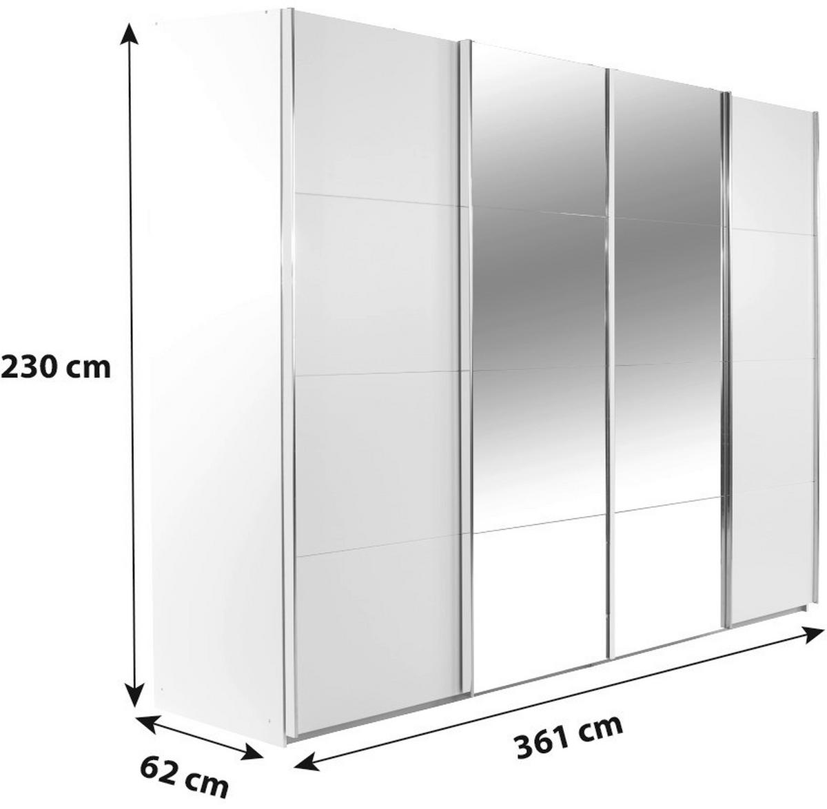 Skriňa s pos. dverami BENSHEIM š. 361 - číra/biela, Modern, kov/kompozitné drevo (361/230/62cm) - James Wood