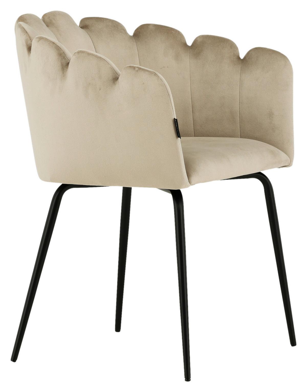 Stuhl Limhamn - Beige/Schwarz, Design, Textil/Metall (52/76.5/51cm) - Livetastic