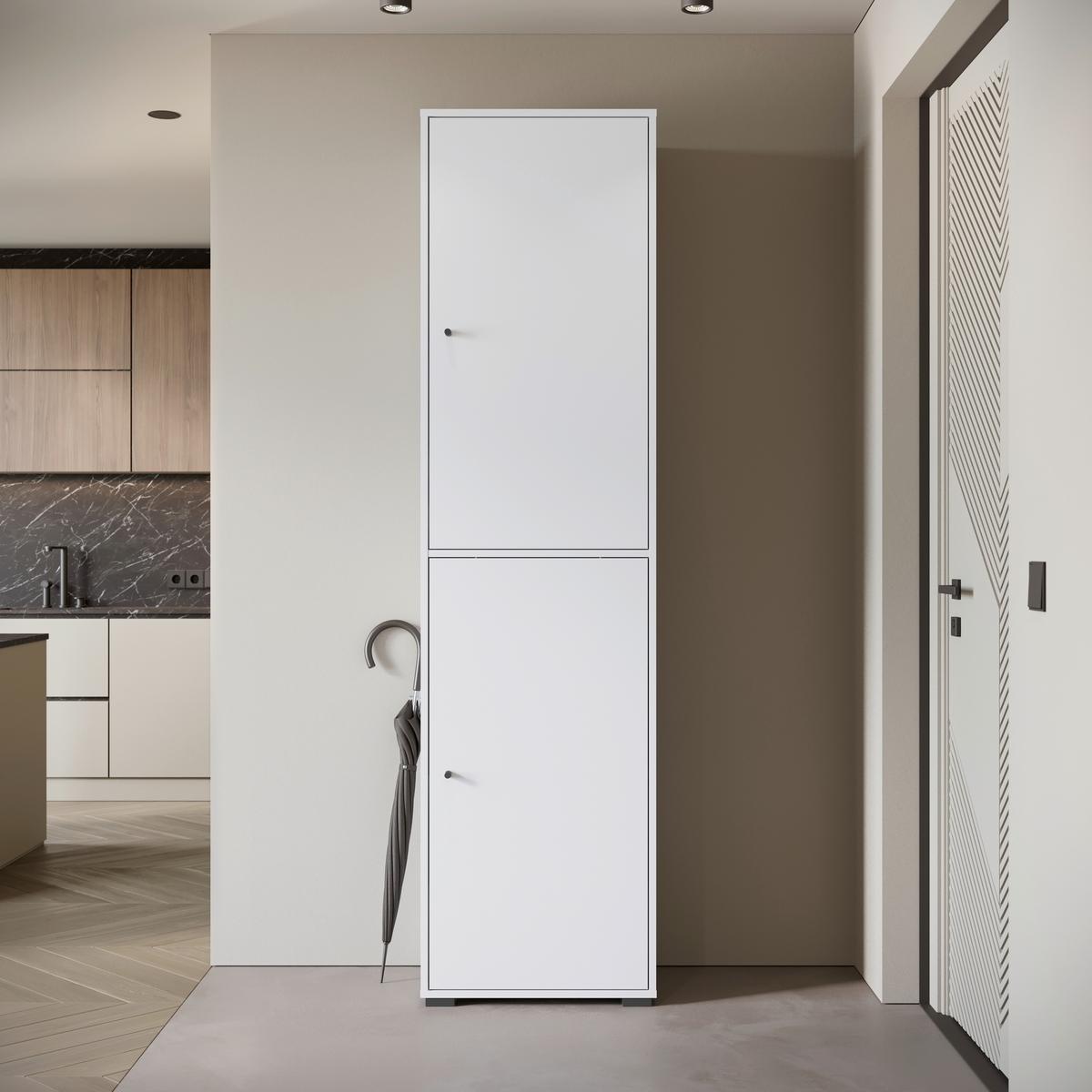 Schuhschrank Dino 026 Weiß B: 50 Cm - Schwarz/Weiß, Basics, Holzwerkstoff (50/190/33cm) - P & B