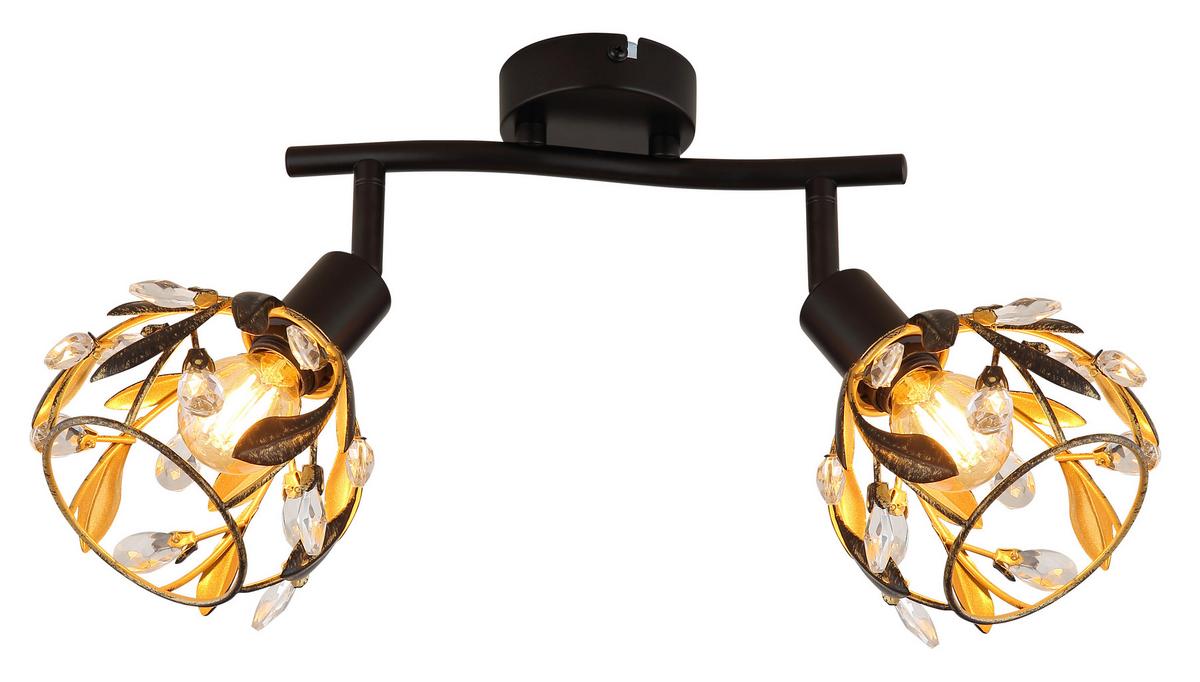 Strahler Mika L: 25 Cm Klar Schwarz Goldfarben - Klar/Goldfarben, Basics, Kunststoff/Metall (25/12/15,5cm) - Globo