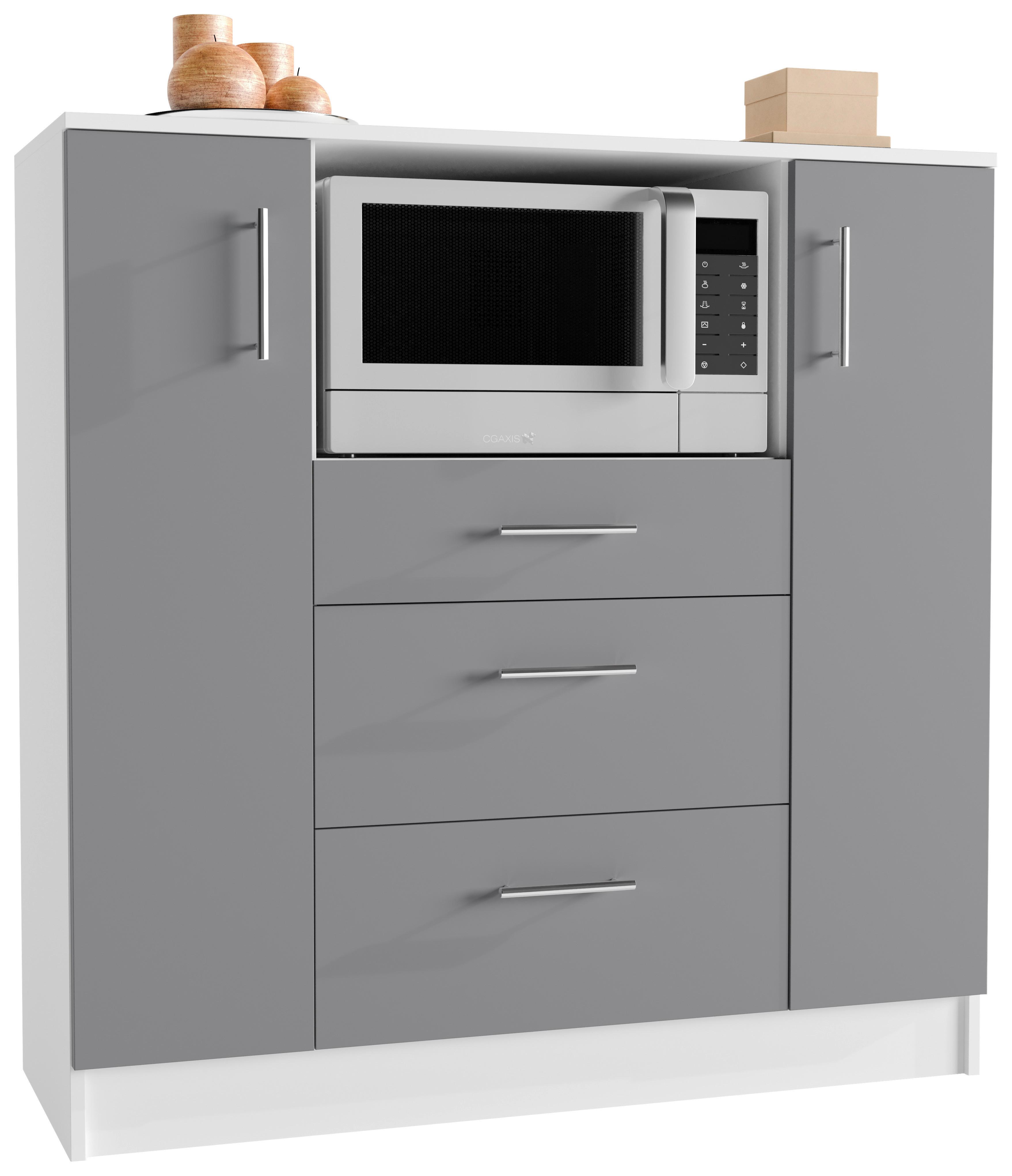 Kredenc ESILO biela/antracit - biela/antracitová, Design, kov/kompozitné drevo (109/110/40cm) - MID.YOU