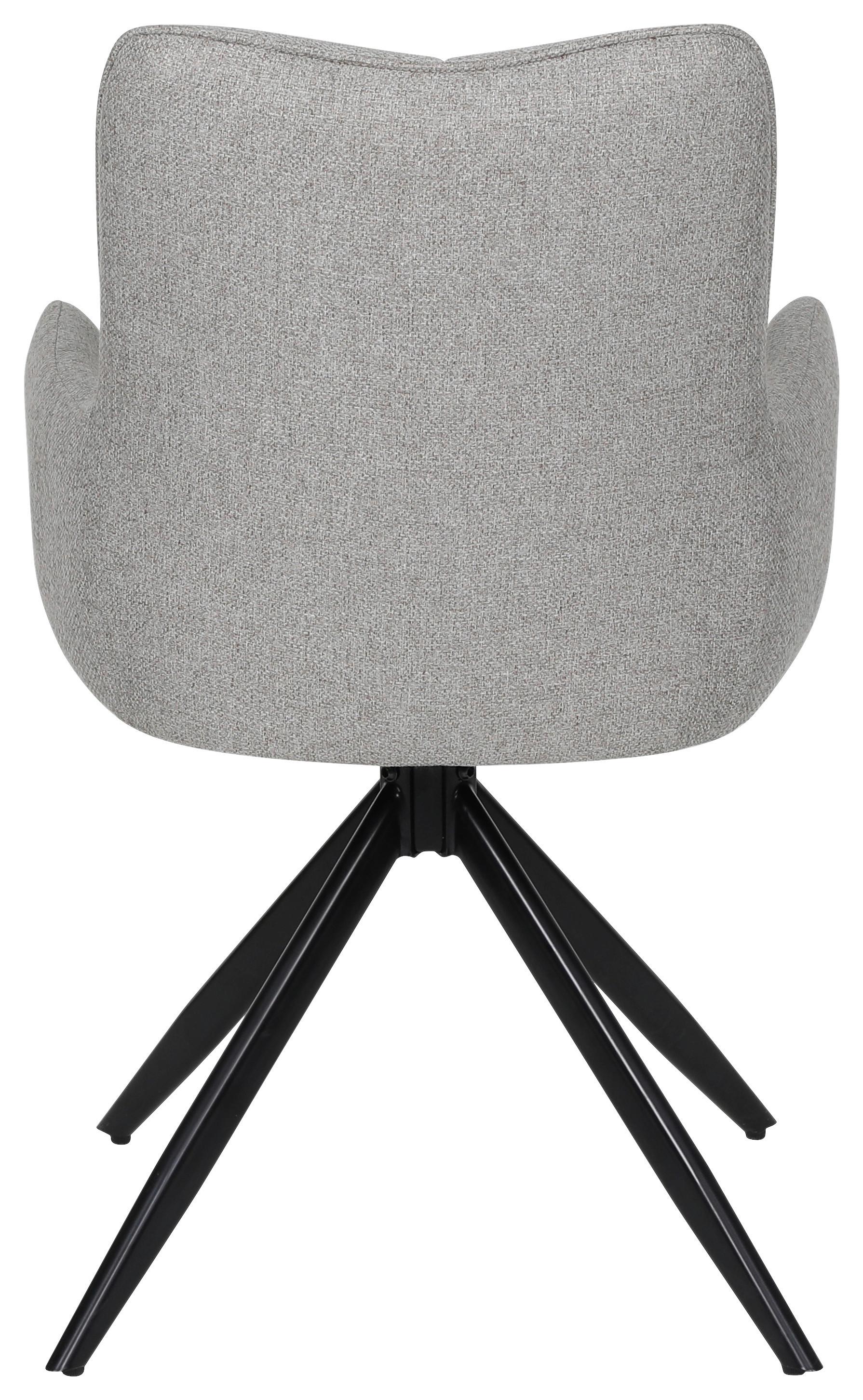 Armlehnstuhl Emily Leinenoptik Beige B: 57 Cm - Beige/Schwarz, KONVENTIONELL, Textil/Metall (56/90/64cm)