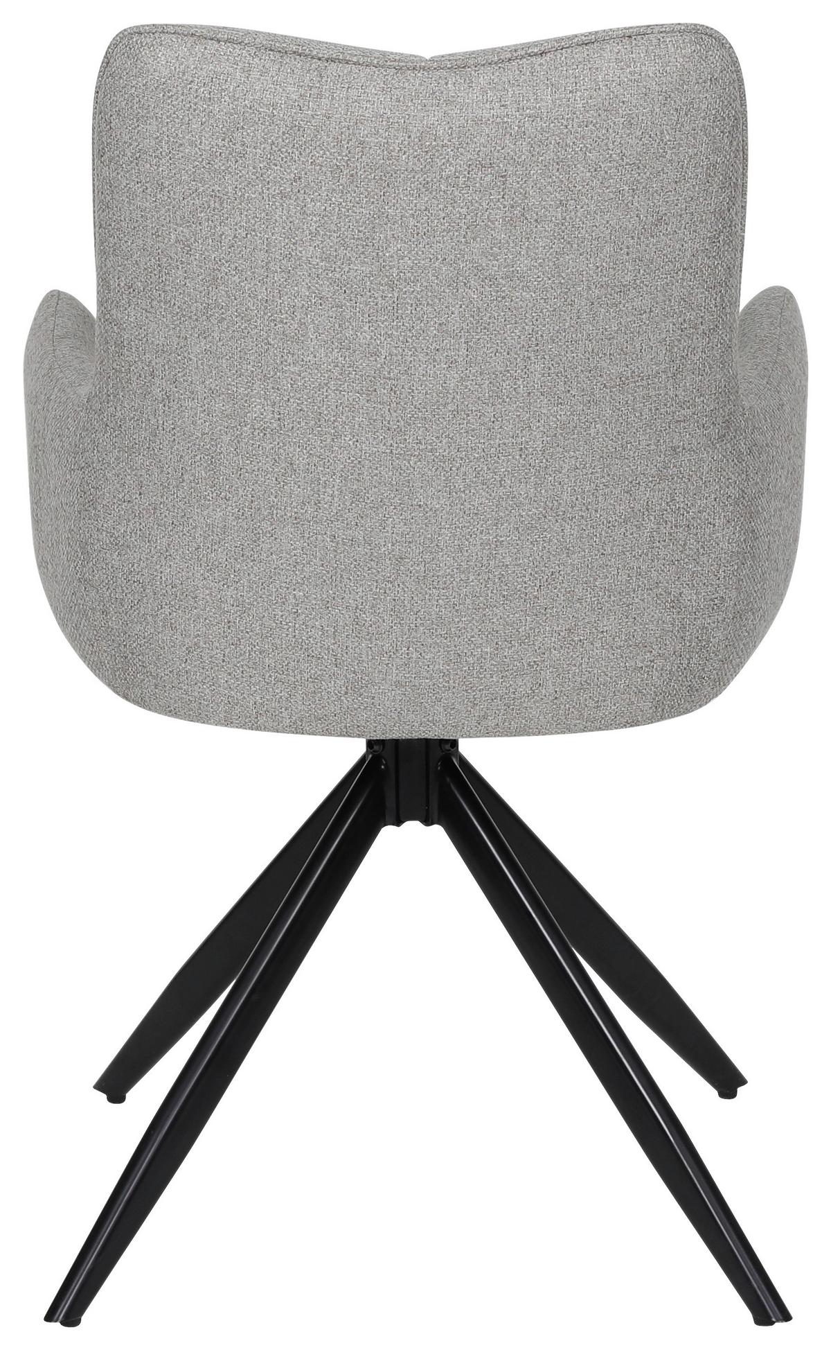 Armlehnstuhl Emily Leinenoptik Beige B: 57 Cm - Beige/Schwarz, KONVENTIONELL, Textil/Metall (56/90/64cm)
