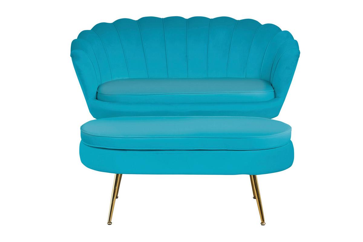 2-sitzer-sofa Blau B: 136 Cm - Blau/Goldfarben, MODERN, Textil (136/78/77cm) - Livetastic