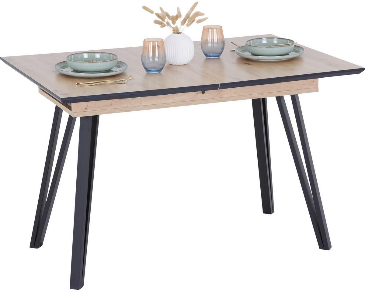 Rozkládací stůl 120-160/75/80cm - černá, Konvenční, kov/kompozitní dřevo (120-160/75/80cm)