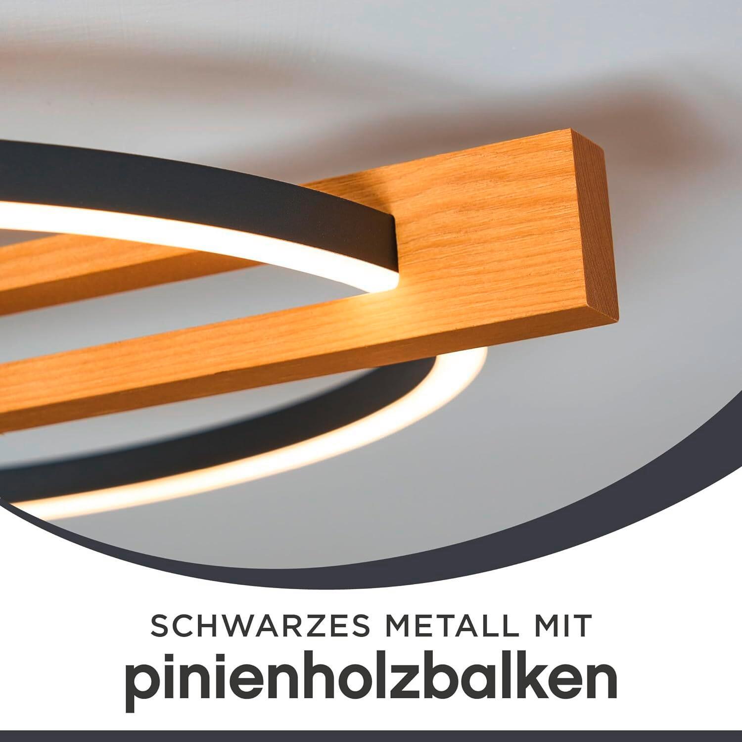 LED-Deckenleuchte Nero Schwarz L: 39 cm - Natur, Holz (39/30/7.5cm)