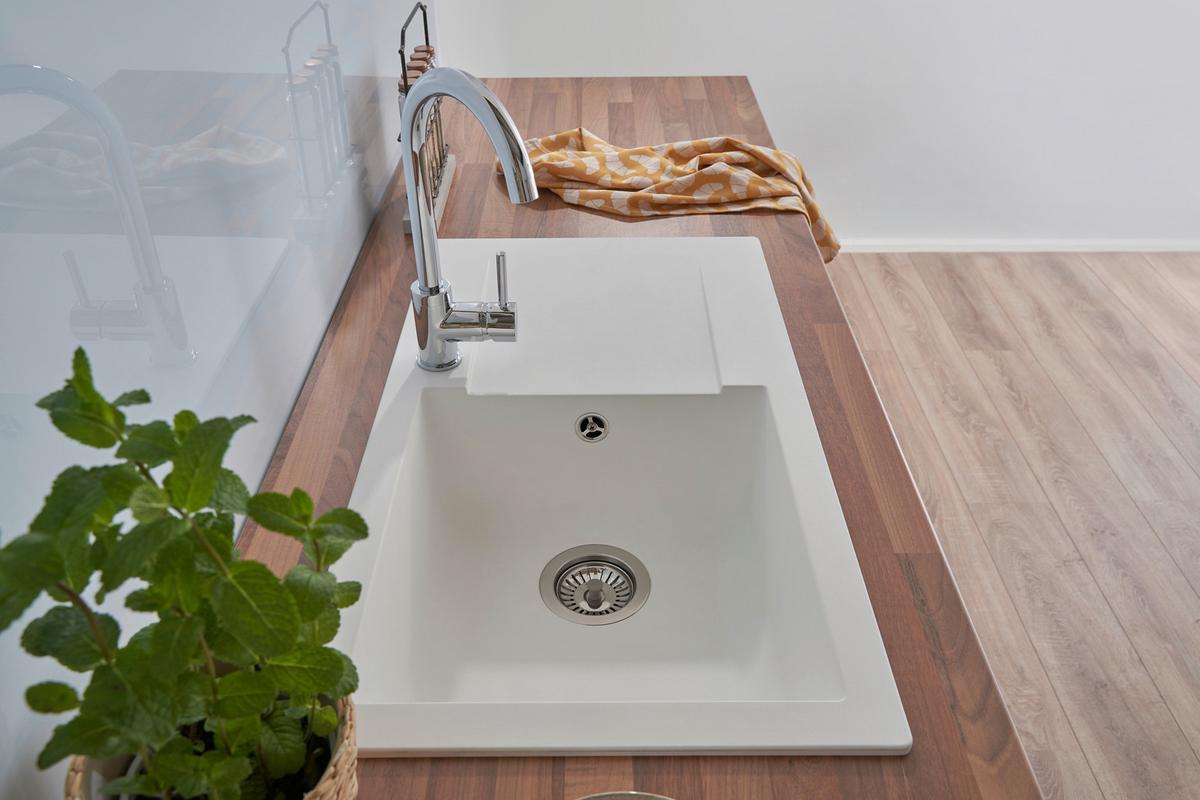 Spüle Respekta Denver Bxt: 78x43.5 Cm - Weiß, Trend, Glas/Kunststoff (78/17/43,5cm) - Respekta