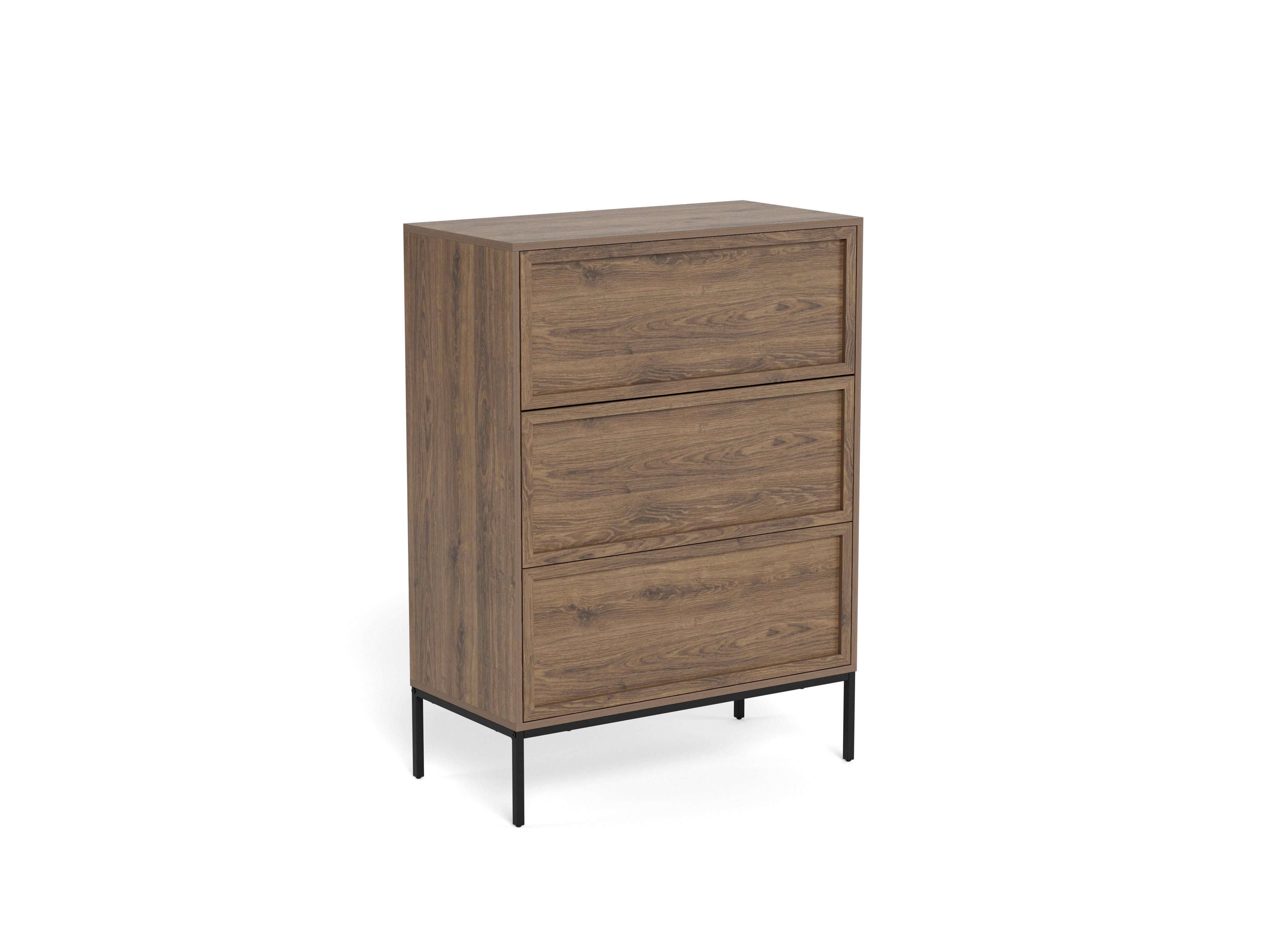 Komoda PALMDALE dub dymový - čierna/tmavý dub, Design, kov/kompozitné drevo (80/110/40cm) - MID.YOU