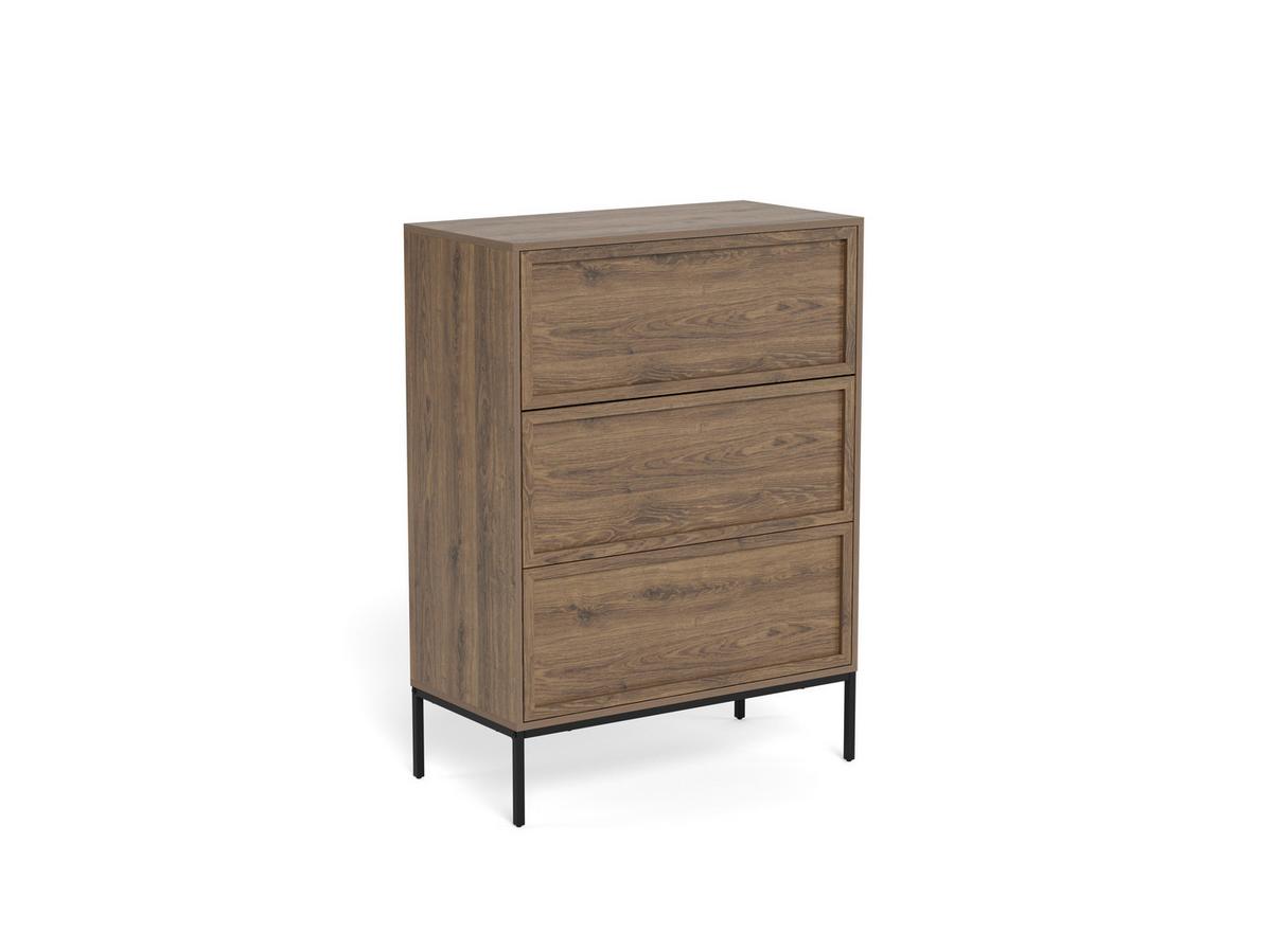 Komoda PALMDALE dub dymový - čierna/tmavý dub, Design, kov/kompozitné drevo (80/110/40cm) - MID.YOU