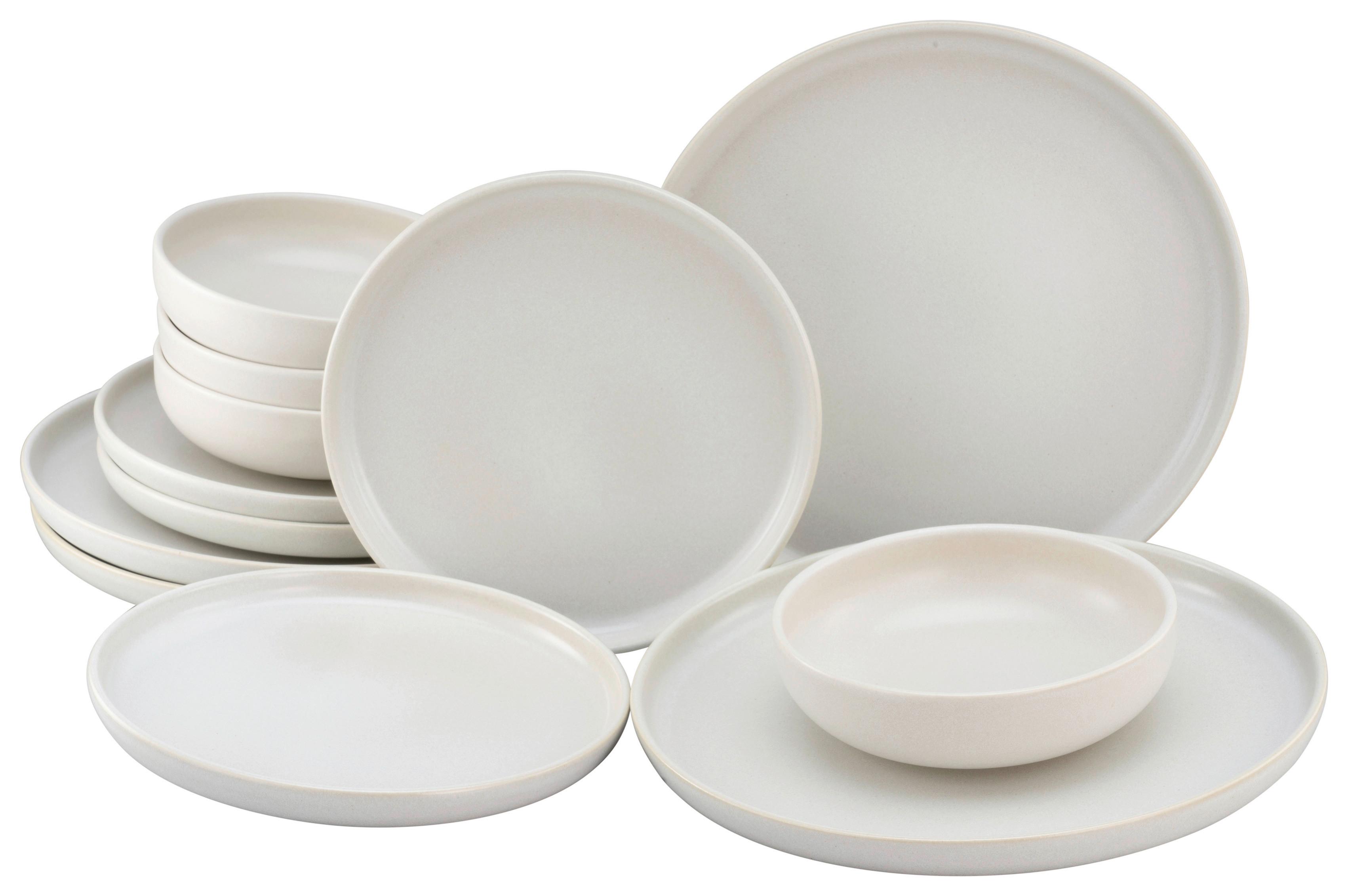 Tafelservice Uno Keramik 4Personen Geschirr Set Weiß - Weiß, Basics, Keramik - Creatable
