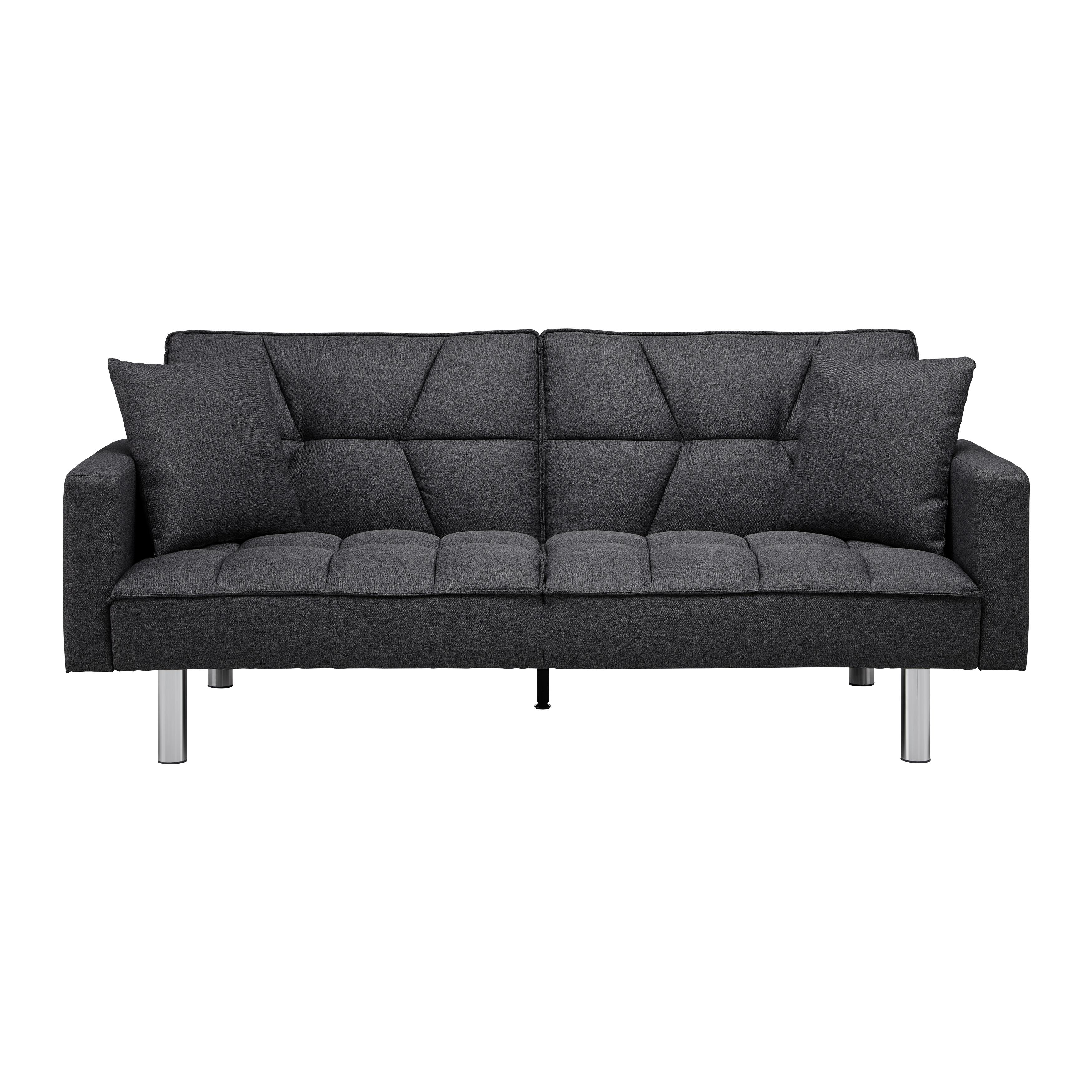 Rozkladacia Pohovka David Tm.šedá - strieborná/tmavosivá, Moderný, kov/drevo (196/83/89cm) - Bessagi Home