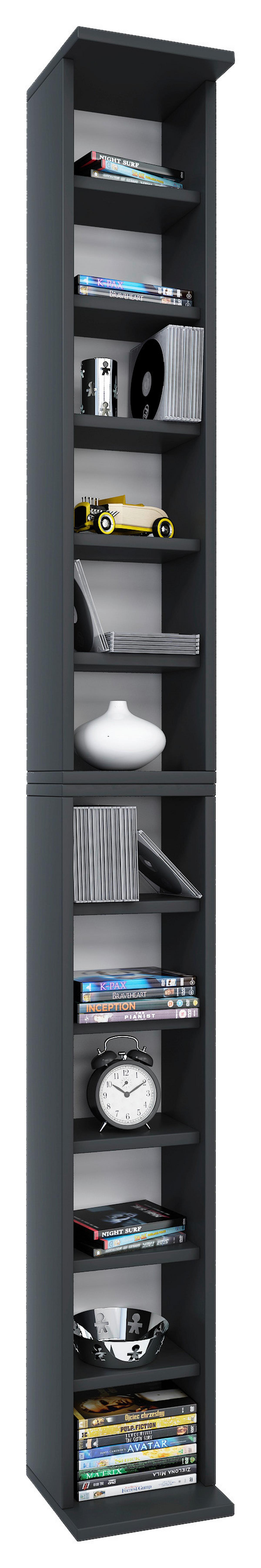 CD Regál Bigol černý - černá, Basics, kompozitní dřevo (21/183/20cm) - MID.YOU