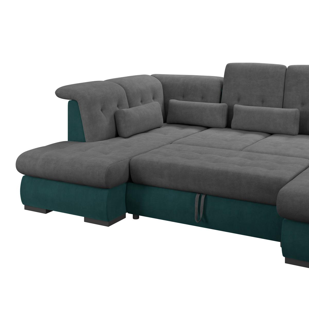 Wohnlandschaft Madera Anthrazit S: 212x358 cm - Türkis/Anthrazit, KONVENTIONELL, Kunststoff/Textil (212/358/190cm)