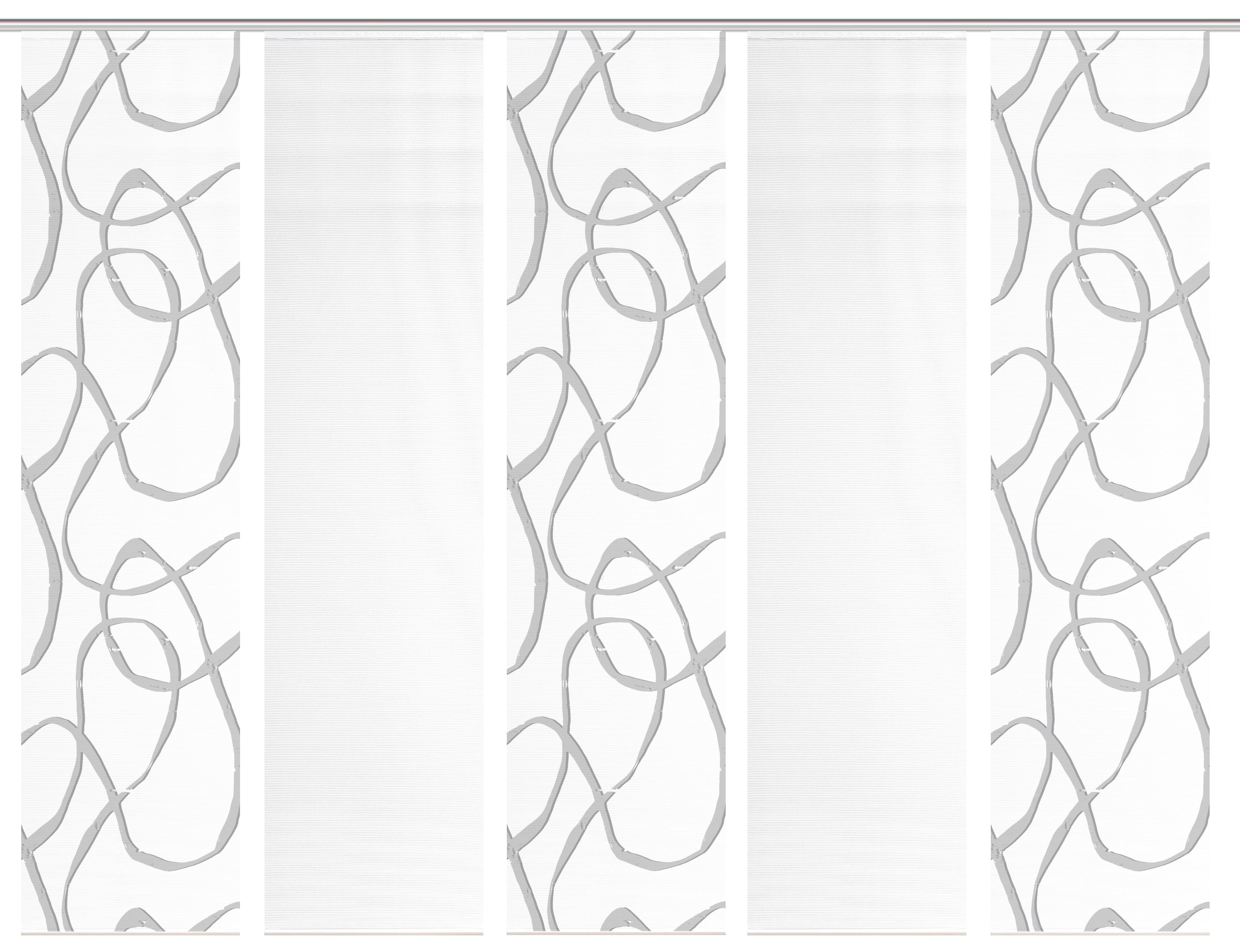 Flächenvorhang Ophelia 5er Set - Grau Hochglanz/Weiß, KONVENTIONELL, Textil (60/260cm)