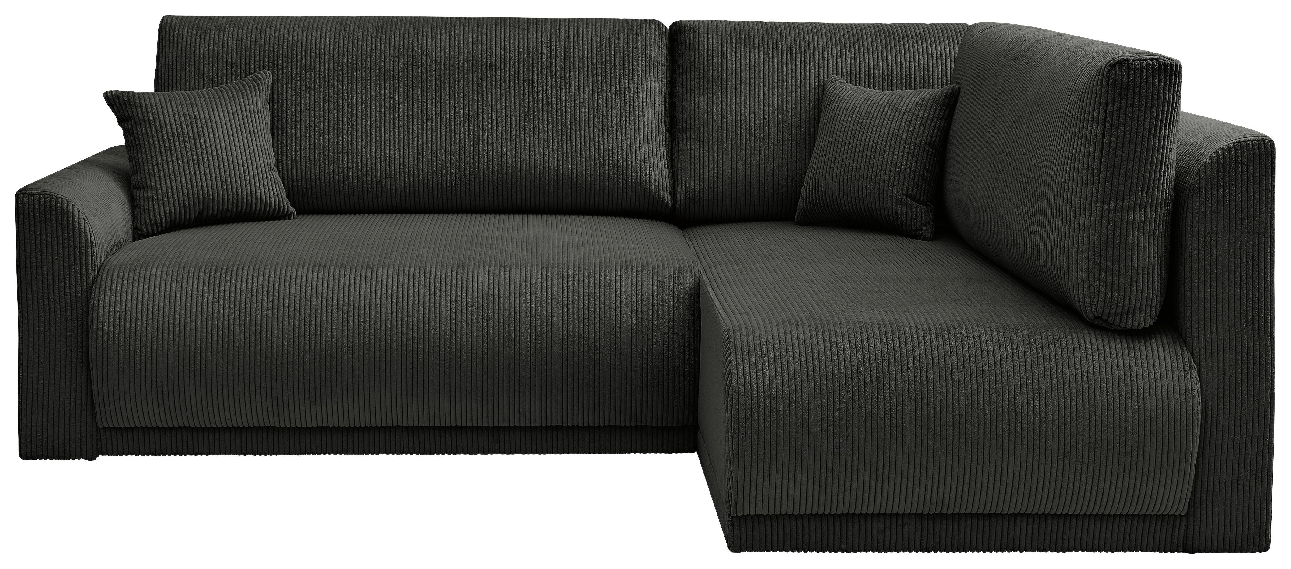 Rohová sedačka KIM L160, oboustr.,černý manšestr - černá, Moderní, dřevo/textil (233/160cm)